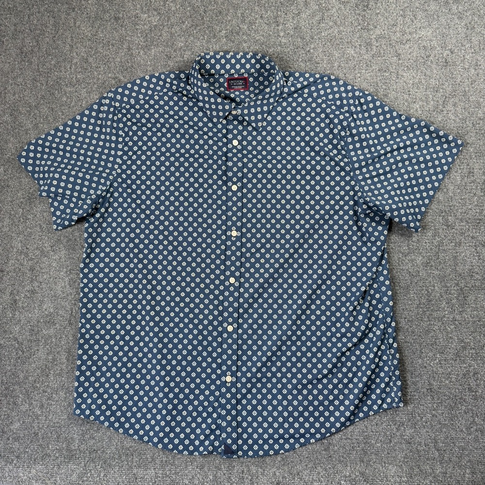 UNTUCKit Performance Shirt Mens 2XL Navy Floral Short Sleeve Stretch Comfort
